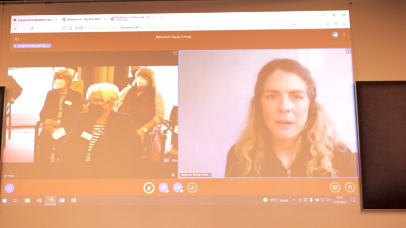 Ronja von Wurm-Seibel in der Videokonferenz mit den Tagungsteilnehmern